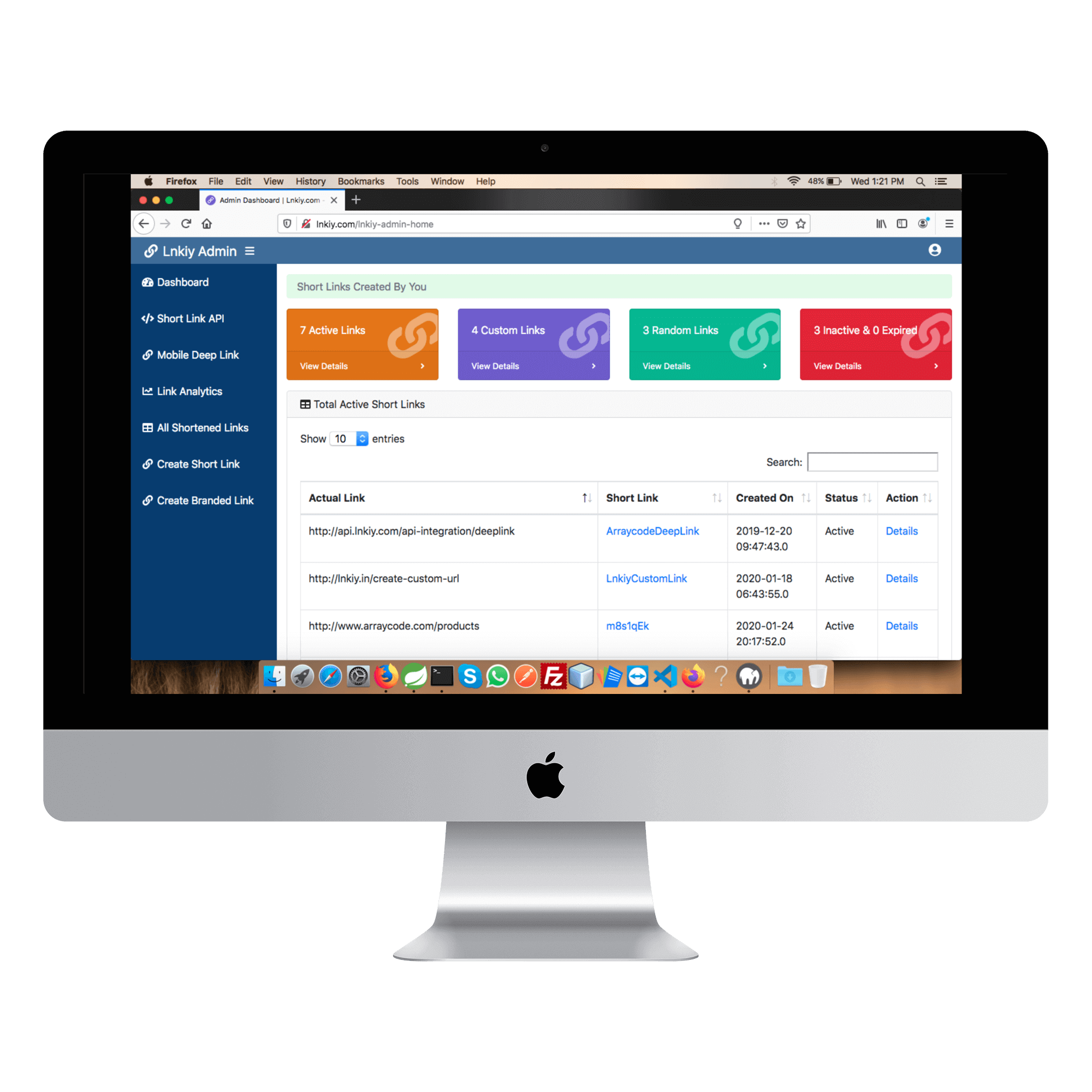 URL Shortener with Lnkiy Dashboard